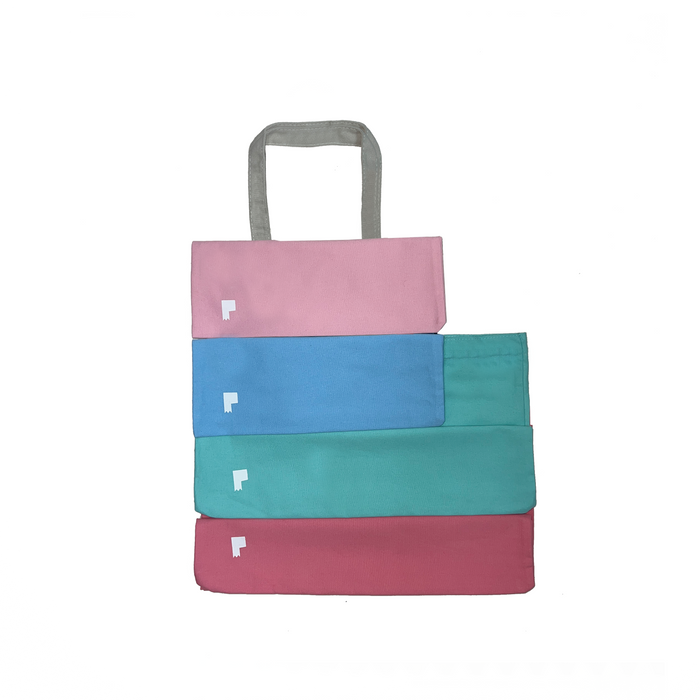 Eco-Tote Bag Small - Sky Blue with Cream Handle