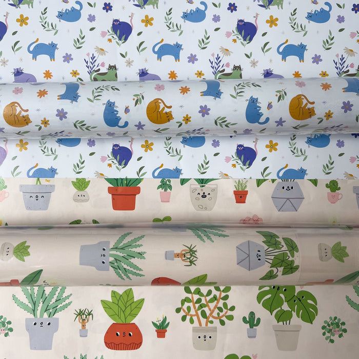 Gift Wrapping Paper Roll 3 Sheets - Cute Plants