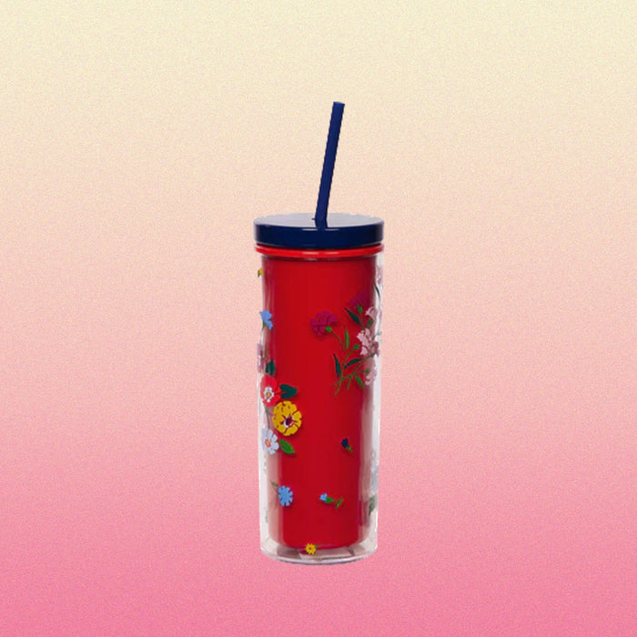 Kate Spade Acrylic Tumbler with Straw-Bouquet Toss