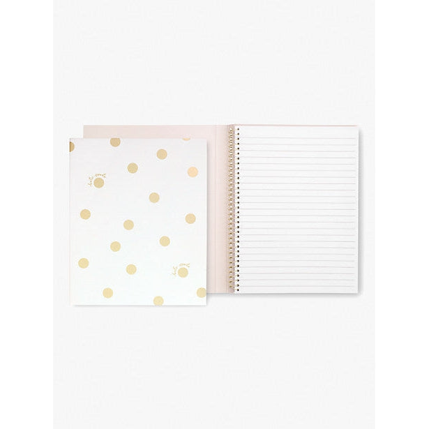 Kate Spade Concealed Spiral Notebook-Gold Dot with Script