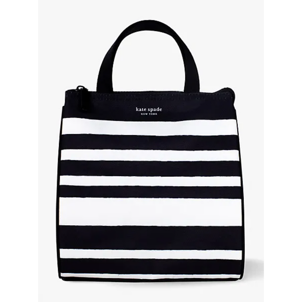 Kate spade black hot sale and white striped bag