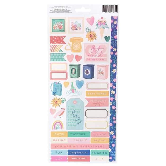 American Crafts Dear Lizzy She's Magic Collection - 6 x 12 - Sticker Sheet with Iridescent Foil Accents