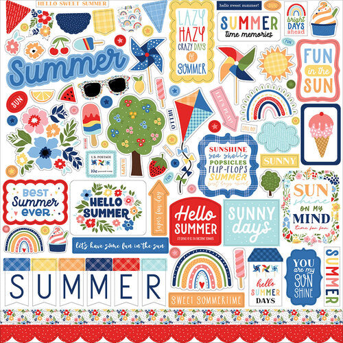 Echo Park My Favorite Summer Collection - 12 x 12 Cardstock Stickers - Elements