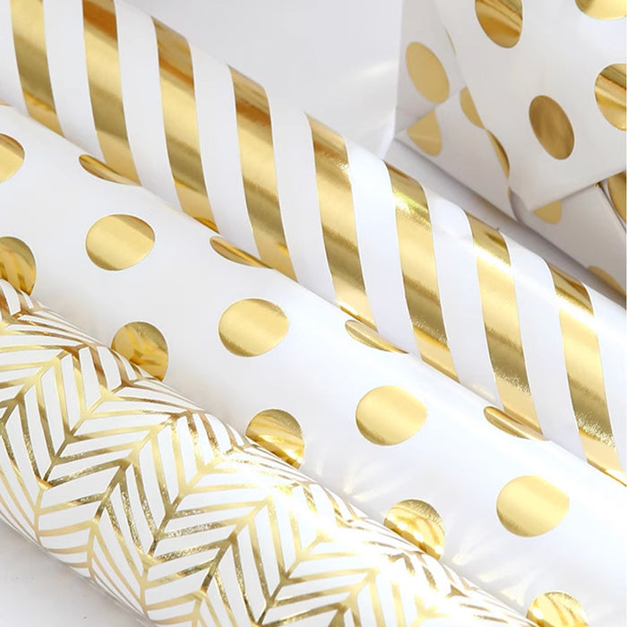 Gift Wrapping Paper Roll - 3M Gold Foil Polka Dots on White