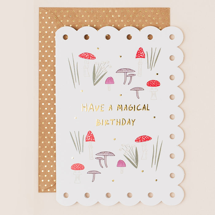 Greeting Card - Broderie Bday Magical Toadstool
