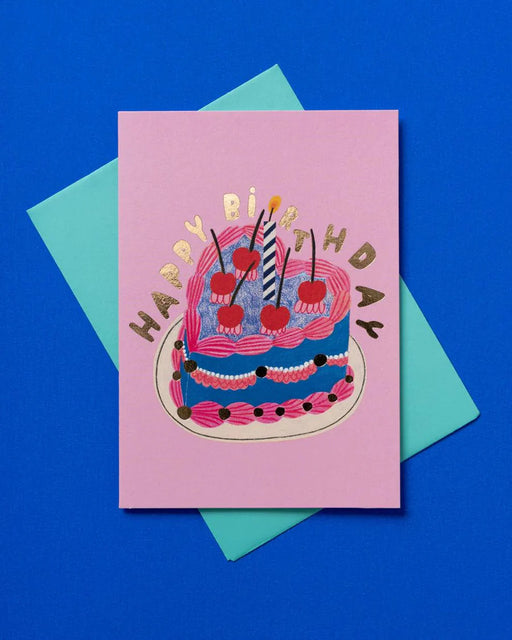 Greeting Card - Happy Birthday Heart Birthday cake
