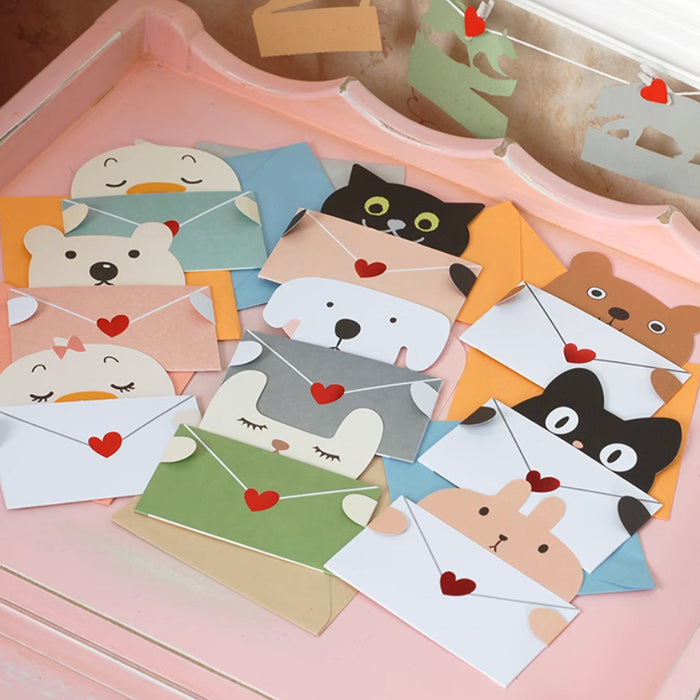 Mini Greeting Card - Envelope with Heart - White Dog