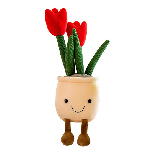 Plush Flower Potted - Red Tulips (35cm)
