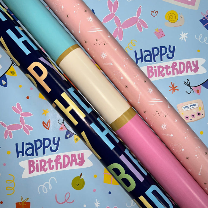 19th Anniversary Special - Gift Wrapping Paper Birthday Collection Bundle of 4