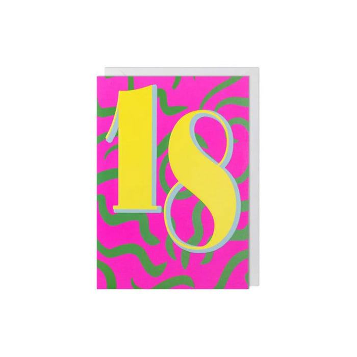 Greeting Card - Meraki Age 18 Birthday Neon