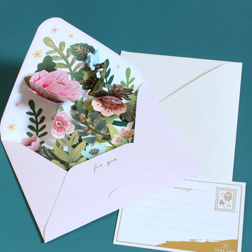 Greeting Card - Pop Up Flowers (Pink Envelope)