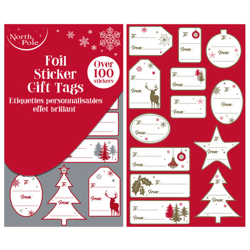 Christmas Contemporary Foil Sticker Tags (Pack of 100)