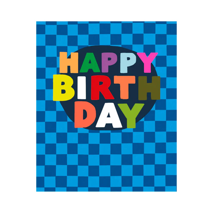 Greeting Card - Hunky Dory Blue Checkered Birthday