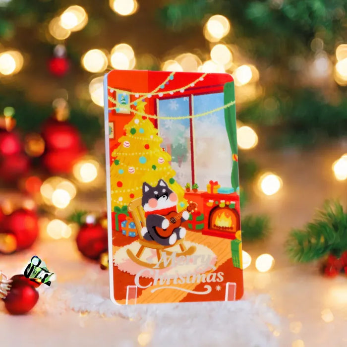 Christmas Sand Art Magnet - Black Shiba