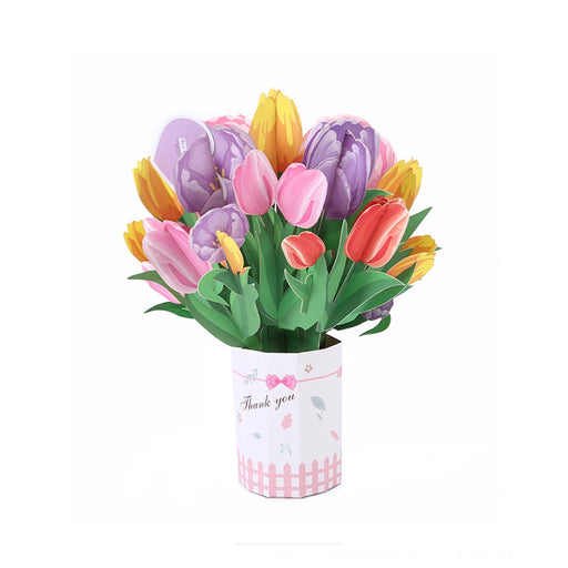 Greeting Card - 3D Thank You Tulip Vase