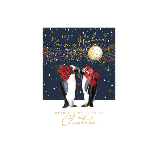 Greeting Card - Relations Husband Penguins Christmas