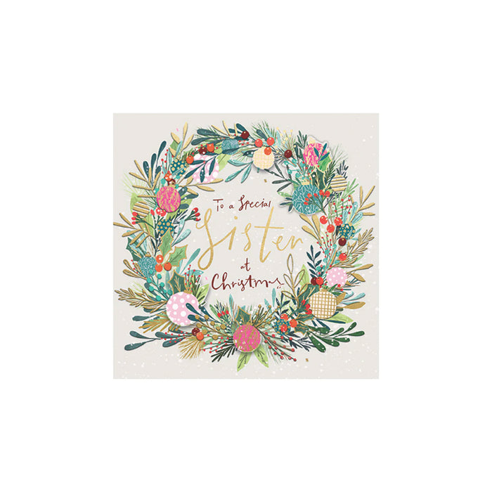 Greeting Card - Christmas Wreath Sister