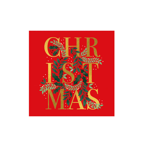 Greeting Card (Pack of 6) - Red Christmas Text Charity Pack