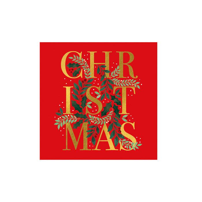 Greeting Card (Pack of 6) - Red Christmas Text Charity Pack