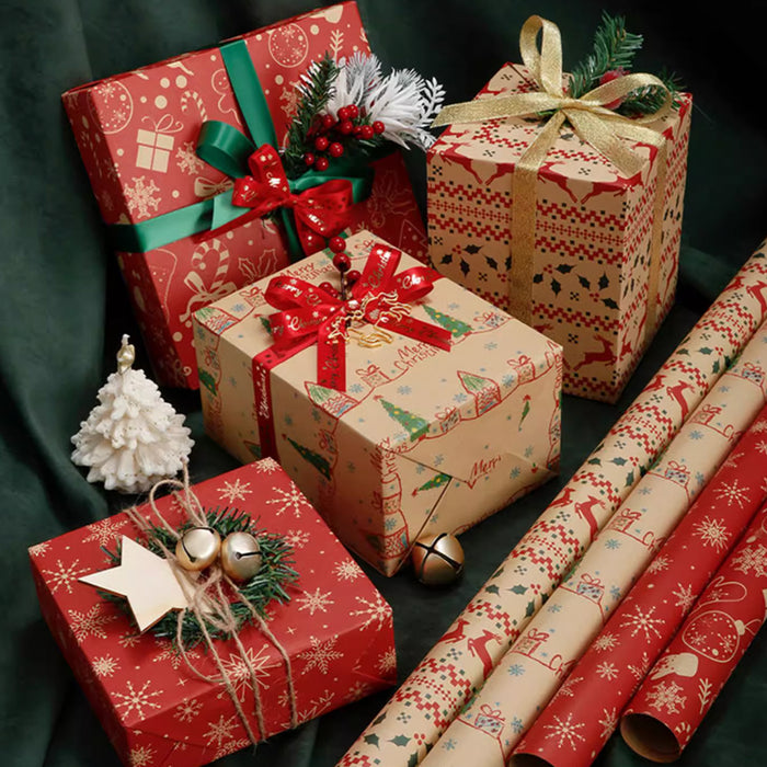 Gift Wrapping Paper Roll 5 Sheets - Little Christmas Houses