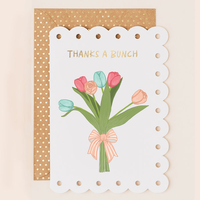 Greeting Card - Broderie Thank You Flowers
