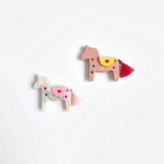 Horse Polkadot White Brooch