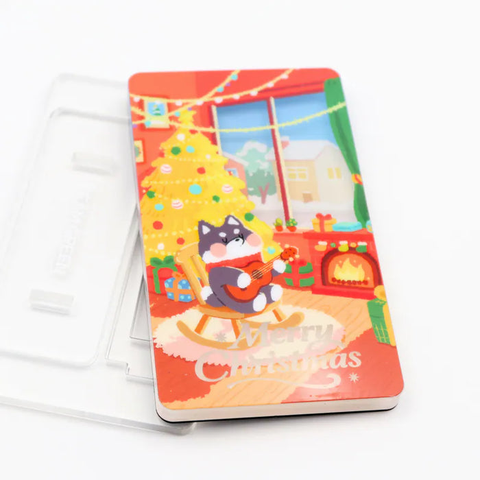 Christmas Sand Art Magnet - Black Shiba