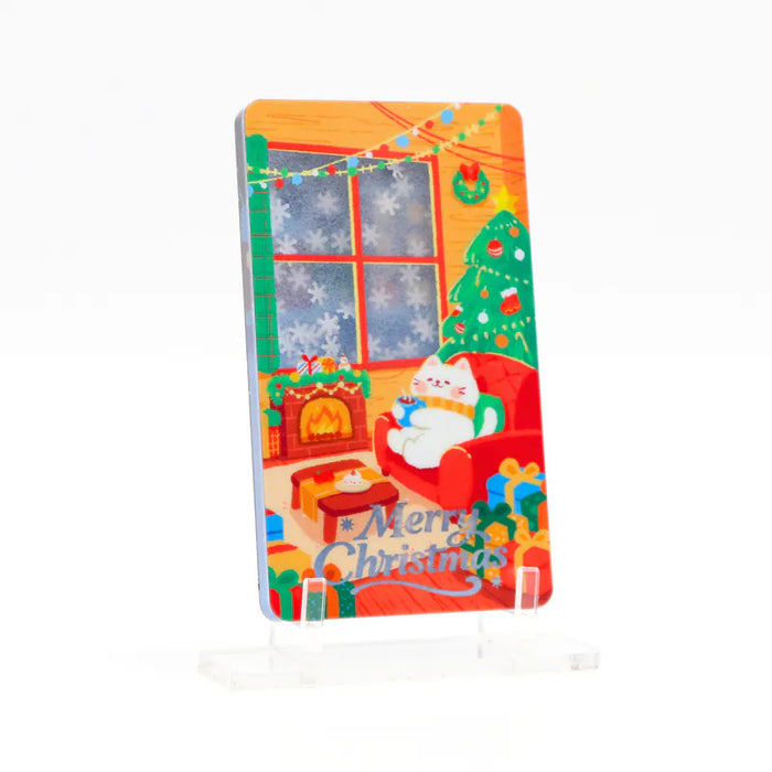 Christmas Sand Art Magnet - White Cat