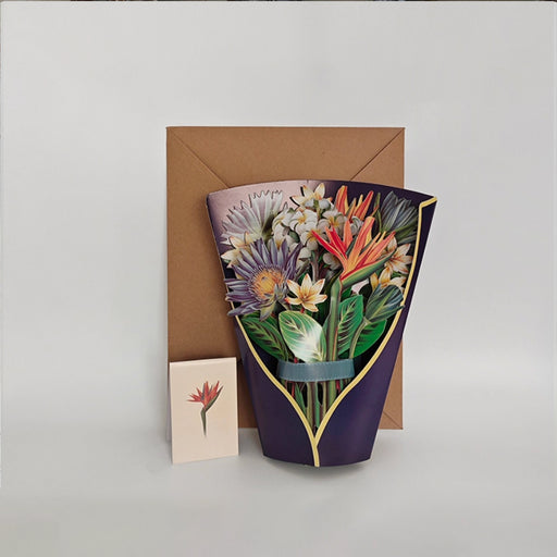 3D Greeting Card - Tropical Flower Dark Purple Bouquet