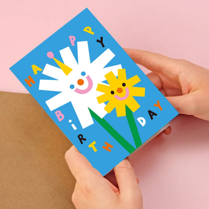 Greeting Card - Smiley Flower Happy Birthday