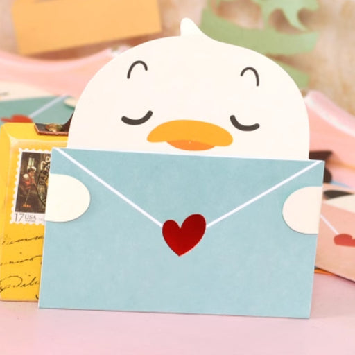 Mini Greeting Card - Envelope with Heart - Boy Duck