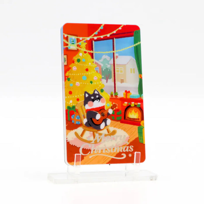 Christmas Sand Art Magnet - Black Shiba