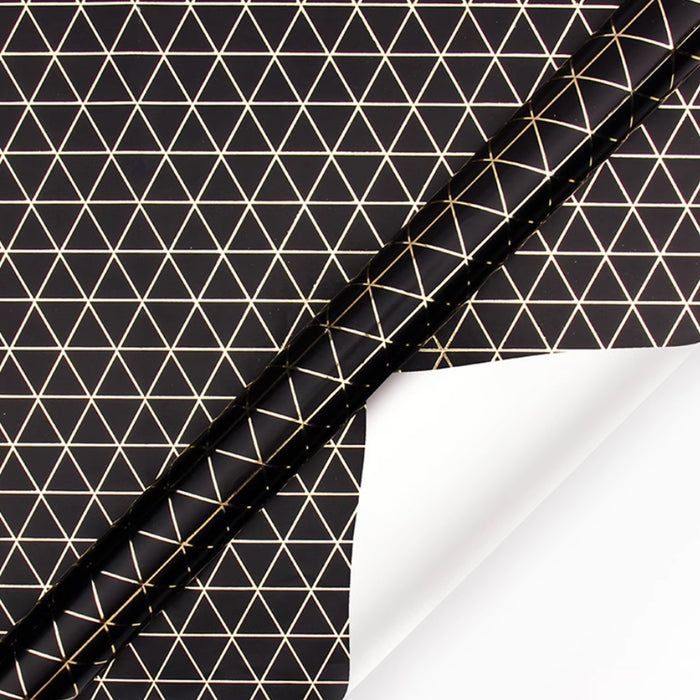 Gift Wrapping Paper Roll - 3M Gold Foil Triangle Grid