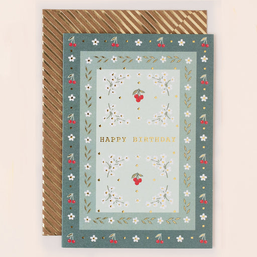 Greeting Card - Reflections Bday Cherry Border