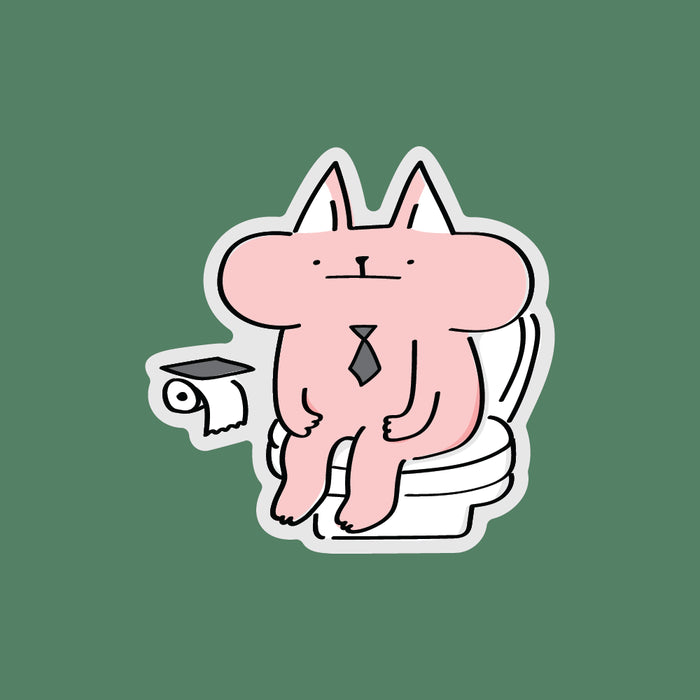 Toilet Break Cat Sticker