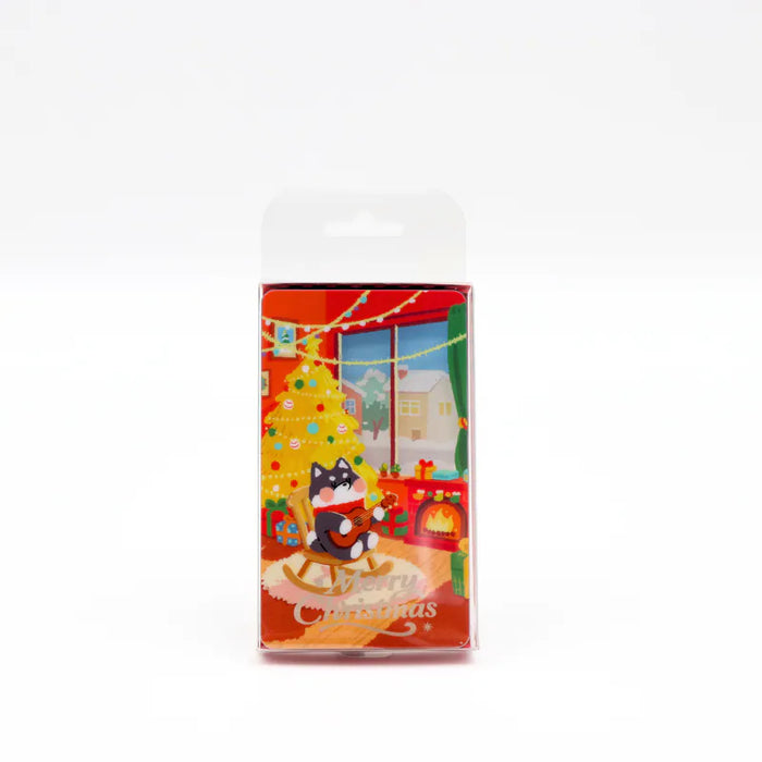 Christmas Sand Art Magnet - Black Shiba