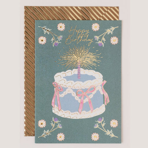 Greeting Card - Reflections Bday Cake Green