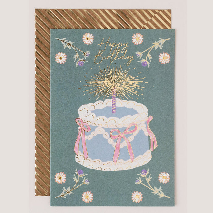 Greeting Card - Reflections Bday Cake Green