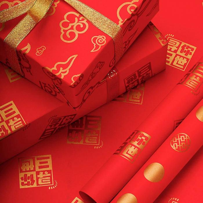 Gift Wrapping Paper Roll 5 Sheets - Cupid Arrows on Red