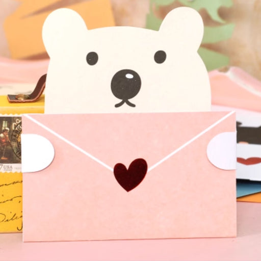 Mini Greeting Card - Envelope with Heart - White Bear