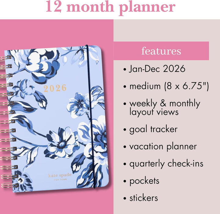 Kate Spade Spiral Planner Medium - 12 Month Floral Toile