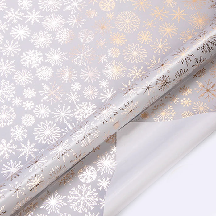 Gift Wrapping Paper Roll - Silver Foil Snowflakes