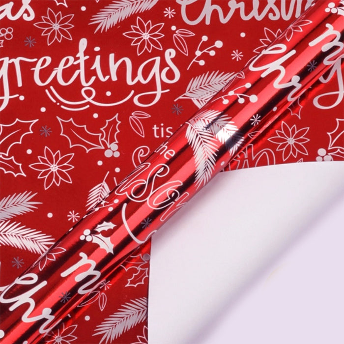 Gift Wrapping Paper Roll - Festive Red Foil Christmas