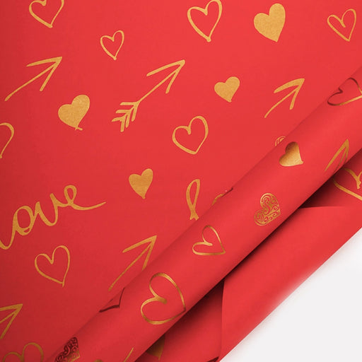 Gift Wrapping Paper Roll 5 Sheets - Cupid Arrows on Red