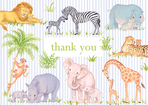 Notecard (Pack of 8) - Thank You Safari Baby