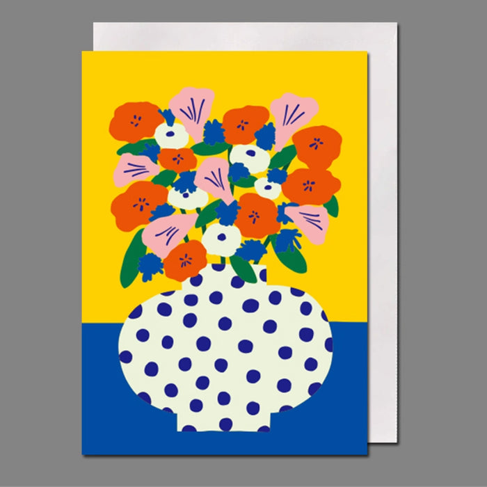 Greeting Card - Polka Dot Vase of Flower