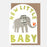 Greeting Card - Arched New Baby Elephant with Heart