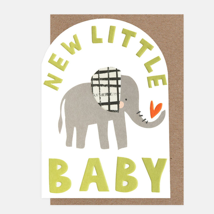 Greeting Card - Arched New Baby Elephant with Heart