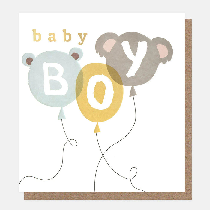 Greeting Card - Baby Boy Animal Balloons