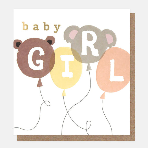 Greeting Card - Baby Girl Animal Balloons